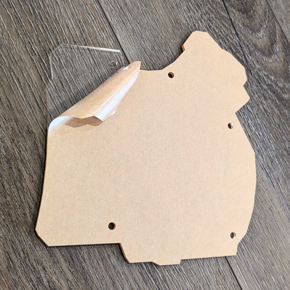 The bottom plate of the keyboard, made from acrylic