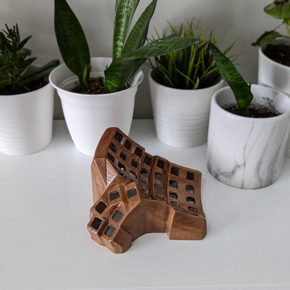 A picture of a keyboard half, finished with stain and polyurethane