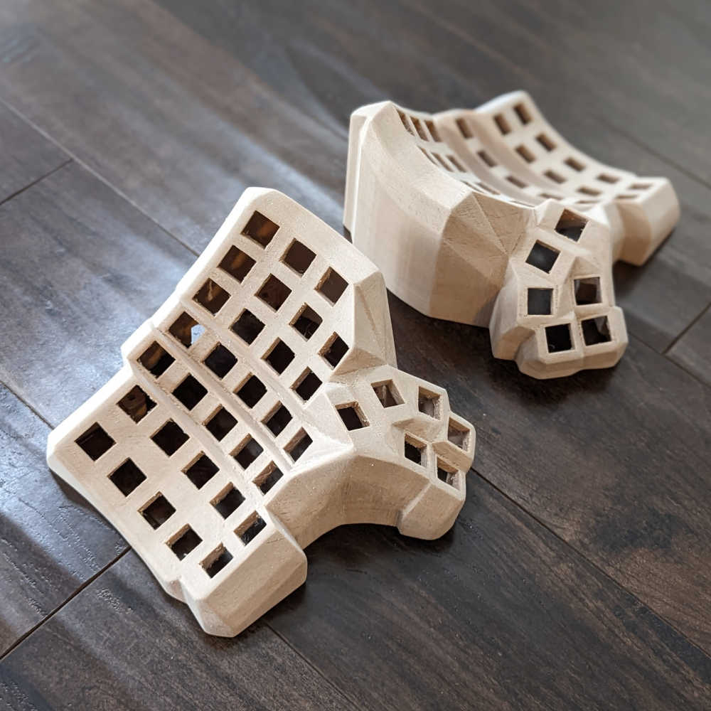 A picture of both keyboard halves, sanded