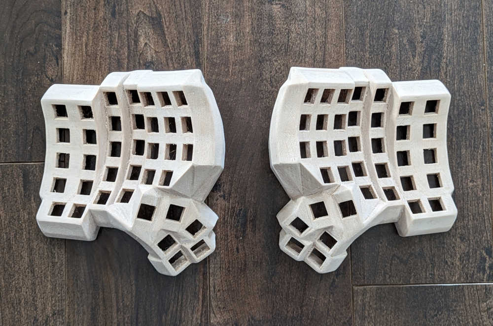 Another picture of both keyboard halves, sanded