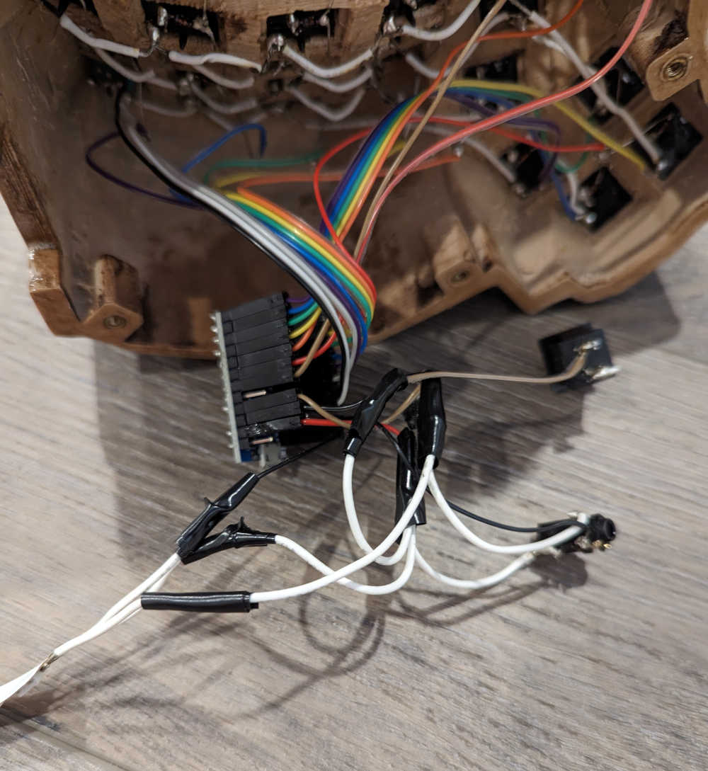 A mess of wires soldered together