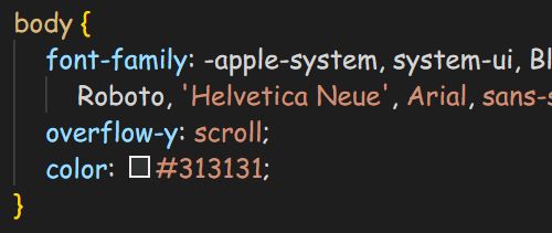 Some CSS code rendered using Comic Sans
